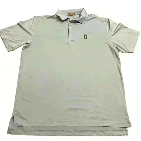 Peter Millar Summer Comfort Men’s Golf Polo Size Large PGA Tour Logo Wicking EUC - Picture 2 of 7
